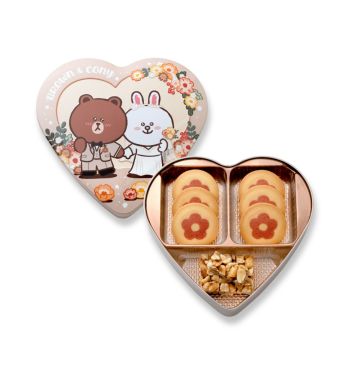 LINE FRIENDS 心形礼盒 (花花曲奇 + 花生糖)